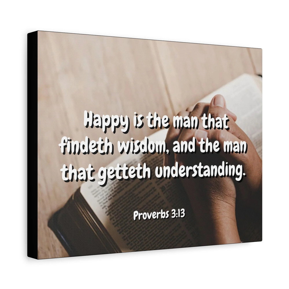 Scripture Walls Findeth Wisdom Proverbs 3:13 Bible Verse Canvas Christian Wall